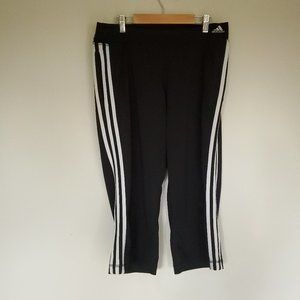 Adidas Clima365 3 stripe capri pants black white M